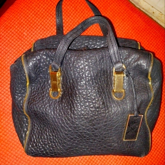 Vince Camuto 2013 Riley Pebbled Black Leather Satchel/Bag - Picture 1 of 8
